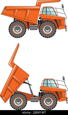 Illustration détaillée des tombereaux pour applications minières, de l'équipement lourd et des machines Illustration de Vecteur