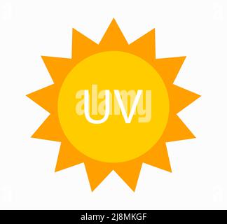 Icône du soleil, concept de rayonnement UV ultraviolet dans la lumière du soleil. Illustration vectorielle. Illustration de Vecteur