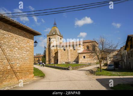 Église San Pedro à Villanueva de Teba, Burgos, Castilla y León, Espagne. Banque D'Images