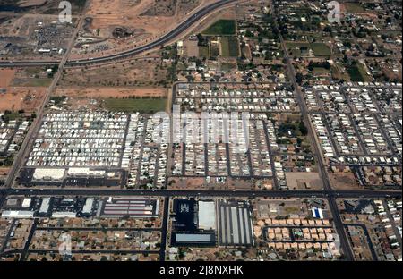 Vue aérienne du logement à Mesa, Arizona. Banque D'Images