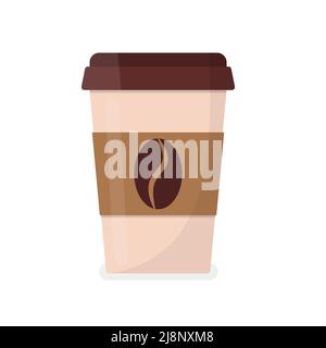 Illustration vectorielle de tasse à café isolée en arrière-plan. Tasse à café en plastique avec café chaud dans un style plat. SPE 10 Illustration de Vecteur