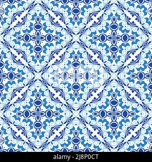 Motif de vecteur de mandala bleu. Décoration orientale sans couture Illustration de Vecteur