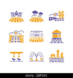 Icône de glyphe isolé de vecteur de champ d'exploitation. Panneau d'irrigation agricole. Symbole graphique pour la conception de votre site Web, votre logo, votre application, votre interface utilisateur. Illustration vectorielle, EPS10 Illustration de Vecteur