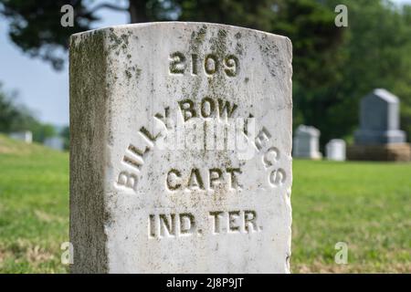 Pierre de tête de Billy Bowlegs (Sonuk Micco), un capitaine de l'armée de l'Union Seminole pendant la guerre civile, au cimetière national de fort Gibson, en Oklahoma. (ÉTATS-UNIS) Banque D'Images
