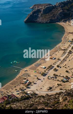 Vue depuis le monastère Saint de panagia tsambika Banque D'Images