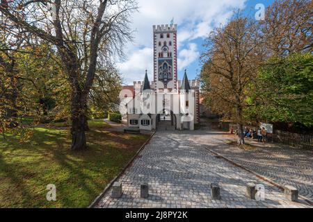 Une des portes de la ville de Landsberg sur Lech - le Bayertor Banque D'Images