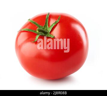 Tomate rouge frais isolé sur fond blanc Banque D'Images