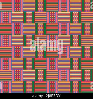 Imprimé kente vectoriel africain, tissu traditionnel du Ghana. Idéal pour le papier peint, le tissu, la housse, le textile, le tapis, couverture et imprimé mode. Illustration de Vecteur