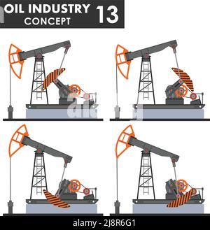 Illustration détaillée des pompes à huile isolées sur fond blanc dans un style plat. Illustration de Vecteur