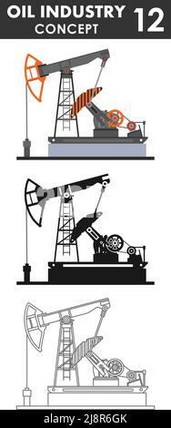 Illustration détaillée des pompes à huile isolées sur fond blanc dans un style plat. Illustration de Vecteur
