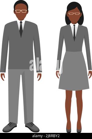 Les gens d'affaires. Homme et femme afro-américains dans un style plat Illustration de Vecteur