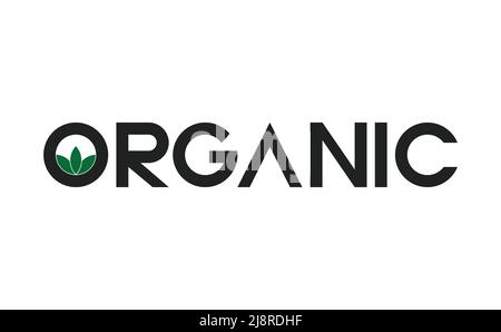 Logo de texte de feuilles organiques Illustration de Vecteur