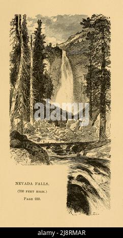 Nevada Falls (700 pieds de haut) du livre ' Two Years in California ' par Mary Cone, éditeur de Chicago, S.C. Griggs and Company 1876 Une résidente de Marietta, Ohio, Mary Cone a passé deux ans en Californie en 1870s. Deux ans en Californie (1876) est plus un guide qu'un récit de première personne de ses expériences en Occident. Elle traite de l'histoire, du climat, de l'agriculture et de la géographie de l'État avant de se tourner vers ses régions : le sud de la Californie (San Diego, Los Angeles, Santa Barbara), les vallées de Sacramento et de San Joaqun (avec des chapitres sur les ranchs individuels de Sacramento), le nord de la Californie rouge Banque D'Images