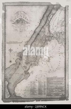 La ville de New York TELLE QUE DÉFINIE PAR LES COMMISSAIRES AVEC LE pays ENVIRONNANT [le Plan Randel] 1814 l'iconographie de Manhattan Island, 1498-1909 compilée à partir de sources originales et illustrée par des reproductions photo-intiglio de cartes, plans, vues importantes, Et les documents dans les collections publiques et privées - Volume 3 par Isaac Newton Phelps Stokes, éditeur New York : Robert H. Dodd 1918 Banque D'Images