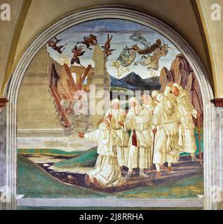 Storie di San Benedetto - Dio punisce Fiorenzo - affresco - Luca Signorelli - 1495 - Monte Oliveto Maggiore (si) ,italia, Abbazia Olivetana Banque D'Images