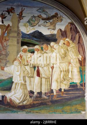 Storie di San Benedetto - Dio punisce Fiorenzo - affresco - Luca Signorelli - 1495 - Monte Oliveto Maggiore (si) ,Italia,Abbazia Olivetana Banque D'Images