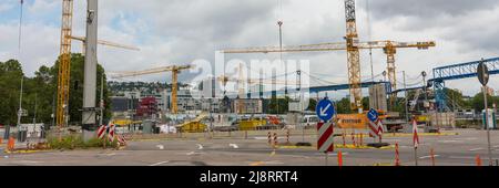 Stuttgart, Allemagne - 28 juillet 2021 : Panorama du chantier Stuttgart 21 (gare centrale de Stuttgart). Banque D'Images