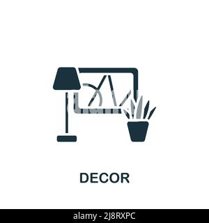 Icône décor. Monochrome simple Interior Furniture Icon pour les modèles, web design et infographics Illustration de Vecteur