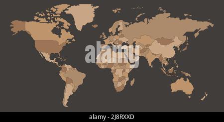 Carte du monde à bordure lisse vierge simplifiée Illustration de Vecteur