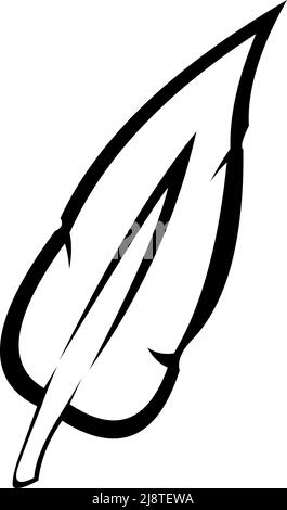 Illustration vectorielle d'une plume d'oiseau dessinée en noir et blanc Illustration de Vecteur