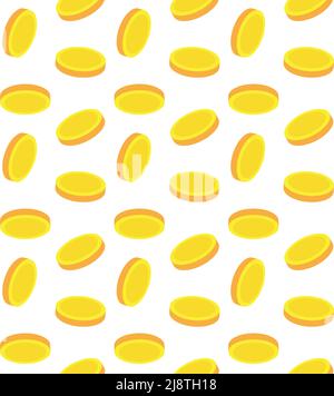 Motif vectoriel sans couture de pièces de monnaie dorées plates Illustration de Vecteur