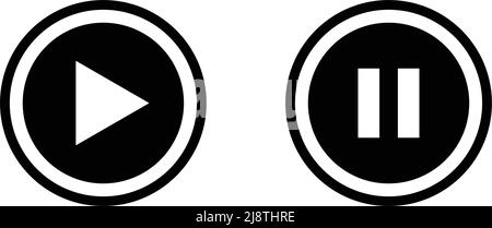 Ensemble d'icônes pour les boutons de lecture et de pause. Vecteur modifiable. Illustration de Vecteur