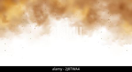 Nuages de poussière réalistes isolés sur fond blanc. Tempête de sable avec des particules de saleté, air brun sale pollué, smog. Illustration vectorielle Illustration de Vecteur