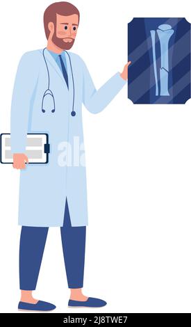 Médecin présentant un vecteur couleur semi-plat pour l'image radiographique Illustration de Vecteur