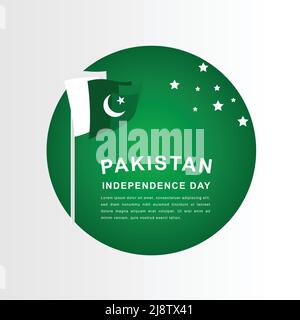 14th août. Carte de voeux pour le Pakistan Happy Independence Day. Illustration de Vecteur