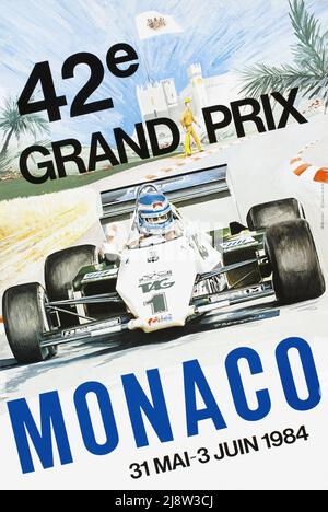 Affiche ancienne pour la course de Formule 1 du Grand Prix de Monaco 1984 , 42e Banque D'Images