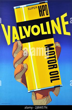 Affiche publicitaire vintage 1950s pour - Valvoline Motor Oil Banque D'Images