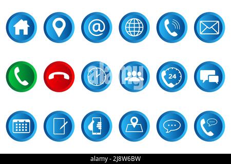 Jeu de 3D icônes de communication rondes. Contactez-nous ensemble d'icônes Web pour le Web et le mobile. Illustration vectorielle Illustration de Vecteur