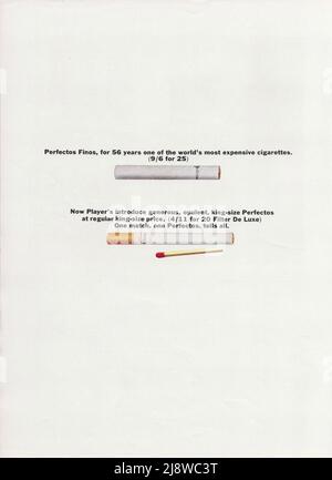 Perfectos cigarettes paquet de cigarettes vintage papier publicité annonce 1970s Banque D'Images