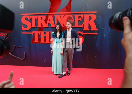 Madrid, Espagne. 18th mai 2022. Natalia Dyer et Charlie Heaton assistent à la première de la nouvelle saison de 'tranger Thingss', la série qu'ils ont en vedette au cinéma callao à Madrid. Crédit : SOPA Images Limited/Alamy Live News Banque D'Images