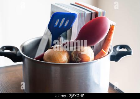 Livres en pot prêts à être cuisinés - Concept de fraude Banque D'Images