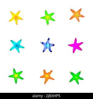 Vacances d'été de saison, ensemble d'étoiles de mer icône élément sous-marin résumé illustration vectorielle de fond Illustration de Vecteur