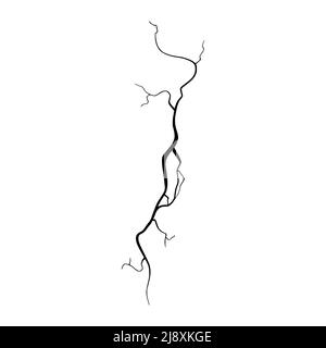 Fissure sur le béton ou le sol due au vieillissement ou à la sécheresse. Fissure isolée sur fond blanc. Illustration vectorielle monochrome Illustration de Vecteur