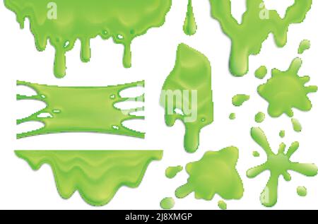 Jeu réaliste de buvards et de gouttes vert à la chaux isolés illustration vectorielle sur fond blanc Illustration de Vecteur