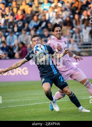 Chester, Pennsylvanie, États-Unis. 18th mai 2022. 18 mai 2022, Chester PA-Philadelphia Union joueur, KAI WAGNER (27) lutte pour le ballon pendant le match contre l'Inter Miami CF au Subaru Park, (Credit image: © Ricky Fitchett/ZUMA Press Wire) Credit: ZUMA Press, Inc./Alay Live News Banque D'Images