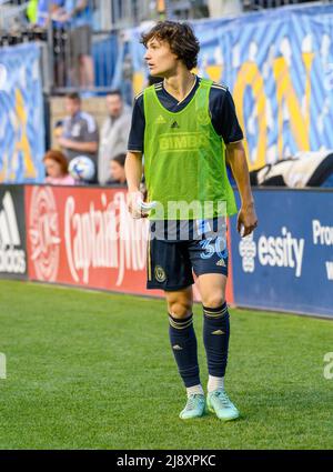 Chester, Pennsylvanie, États-Unis. 18th mai 2022. 18 mai 2022, le joueur de Chester PA-Philadelphia Union PAXTEN AARONSON (30) se réchauffe juste avant d'entrer dans le match contre Inter Miami CF au Subaru Park, (Credit image: © Ricky Fitchett/ZUMA Press Wire) Credit: ZUMA Press, Inc./Alay Live News Banque D'Images