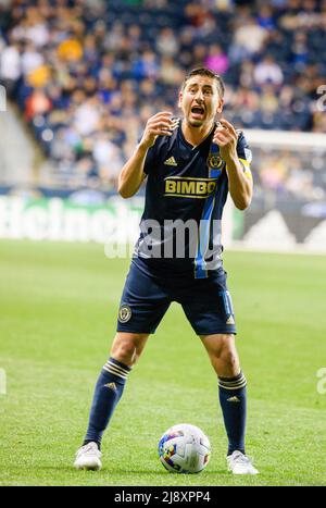 Chester, Pennsylvanie, États-Unis. 18th mai 2022. Le 18 mai 2022, ALEJANDRO BEDOYA, joueur de Chester PA-Philadelphia Union (11), soutient l'arbitre lors du match contre Inter Miami CF au Subaru Park, (Credit image: © Ricky Fitchett/ZUMA Press Wire) Credit: ZUMA Press, Inc./Alay Live News Banque D'Images