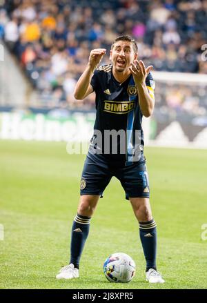 Chester, Pennsylvanie, États-Unis. 18th mai 2022. Le 18 mai 2022, ALEJANDRO BEDOYA, joueur de Chester PA-Philadelphia Union (11), soutient l'arbitre lors du match contre Inter Miami CF au Subaru Park, (Credit image: © Ricky Fitchett/ZUMA Press Wire) Credit: ZUMA Press, Inc./Alay Live News Banque D'Images