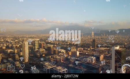 Médias sociaux et icônes de notification. Service de réseautage social. Banque D'Images