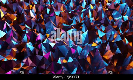 abstrait arc-en-ciel triangulaire foncé fond polygonal, 3d concept arc-en-ciel regardant le verre Banque D'Images