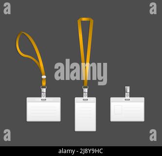 Cordon, porte-étiquette de nom, modèle de badge d'extrémité, illustration vectorielle Illustration de Vecteur