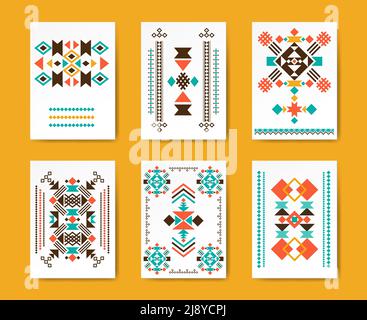 Flyers triangulaires de style hippster géométrique. Graphique ethnique traditionnel, motif créatif, illustration vectorielle Illustration de Vecteur