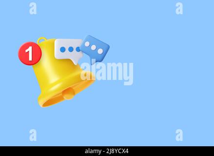 3D sonnerie de message de notification. Illustration de Vecteur