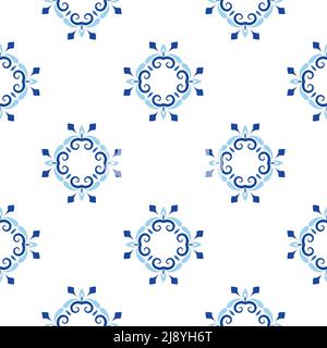 Motif de vecteur de mandala bleu. Décoration orientale sans couture Illustration de Vecteur