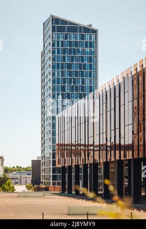 LUXEMBOURG, MAI 2022 : les bâtiments de la Cour de justice de la Communauté européenne dans le quartier de la place de l'Europe Kirchberg Banque D'Images