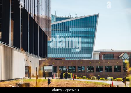 LUXEMBOURG, MAI 2022 : les bâtiments de la Cour de justice de la Communauté européenne dans le quartier de la place de l'Europe Kirchberg Banque D'Images